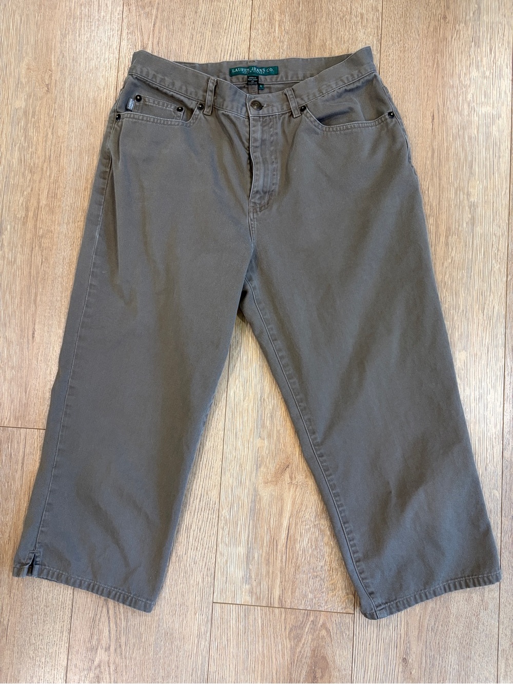 Lauren Jeans Co. Ralph Lauren Cropped Wide Leg Capri Olive Green Size 8